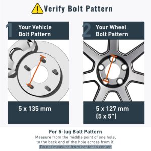 RockTrix 4pcs 1.5 inch 5x135 to 5x5 Wheel Adapters (Changes Bolt Pattern) 14x2 Studs Compatible with Ford Expedition F150 F-150 Lincoln Navigator Blackwood (5x135 to 5x127 Spacers)