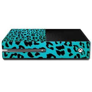 mightyskins skin compatible with microsoft xbox one - teal leopard | protective, durable, and unique vinyl decal wrap cover | easy to apply, remove, and change styles | made in the usa