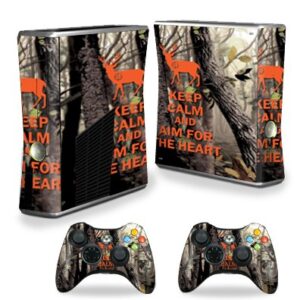 mightyskins skin compatible with x-box 360 xbox 360 s console - deer hunter | protective, durable, and unique vinyl decal wrap cover | easy to apply, remove, and change styles | made in the usa