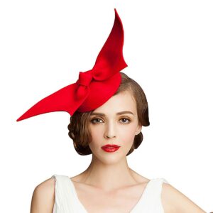 handmade wool felt women angel wings fascinator hat cocktail party show a194 (red)