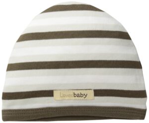 l'ovedbaby unisex-baby organic cute cap, bark stripe, newborn (up to 7 lbs.),