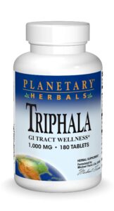 planetary herbals triphala internal cleanser 1000mg for gi tract wellness - 180 tablets