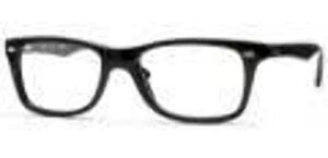 ray-ban rx5228 square prescription eyeglass frames, black/demo lens, 55 mm