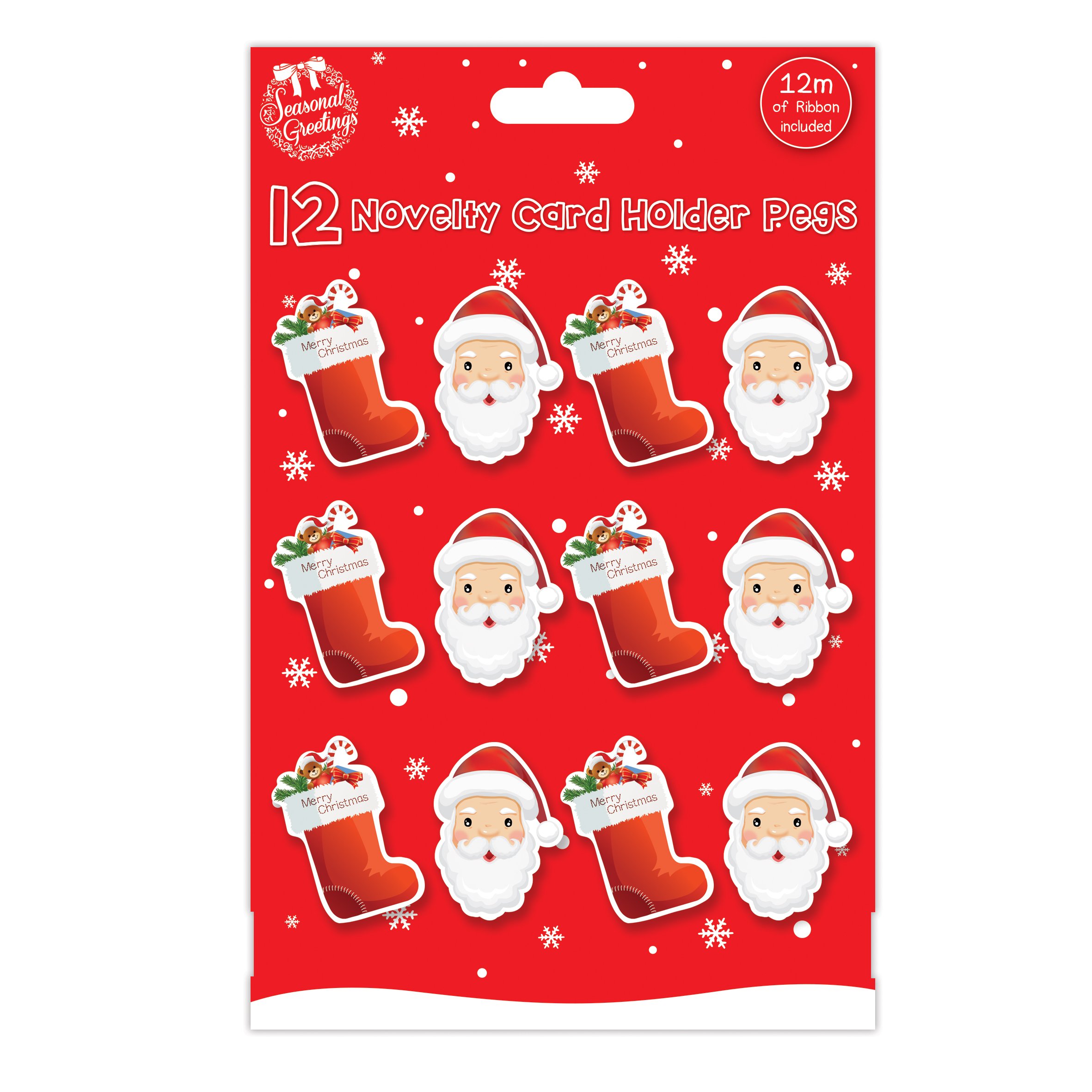 12 LARGE NOVELTY CHRISTMAS CARD HOLDER PEGS - 8698