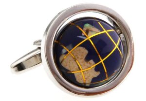 mrcuff globe map earth really spins pair cufflinks in a presentation gift box & polishing cloth