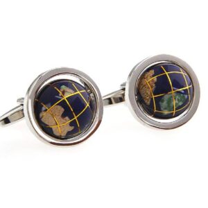 MRCUFF Globe Map Earth Really Spins Pair Cufflinks in a Presentation Gift Box & Polishing Cloth