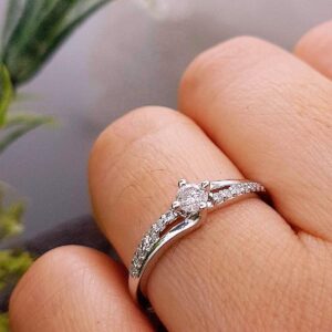 Dazzlingrock Collection 0.33 Carat (ctw) 10K Round Cut Diamond Bridal Wave Promise Engagement Ring 1/3 CT, White Gold, Size 6.5