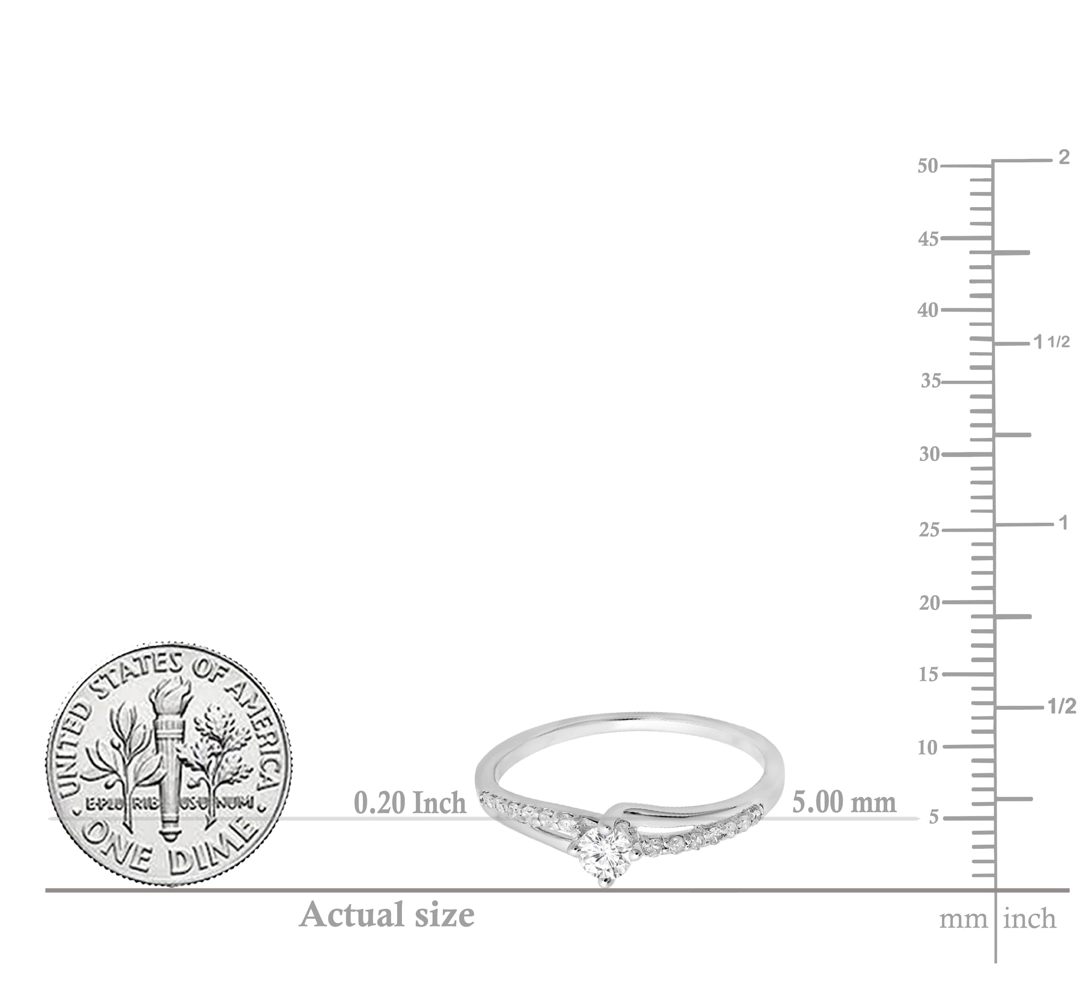 Dazzlingrock Collection 0.33 Carat (ctw) 10K Round Cut Diamond Bridal Wave Promise Engagement Ring 1/3 CT, White Gold, Size 6.5