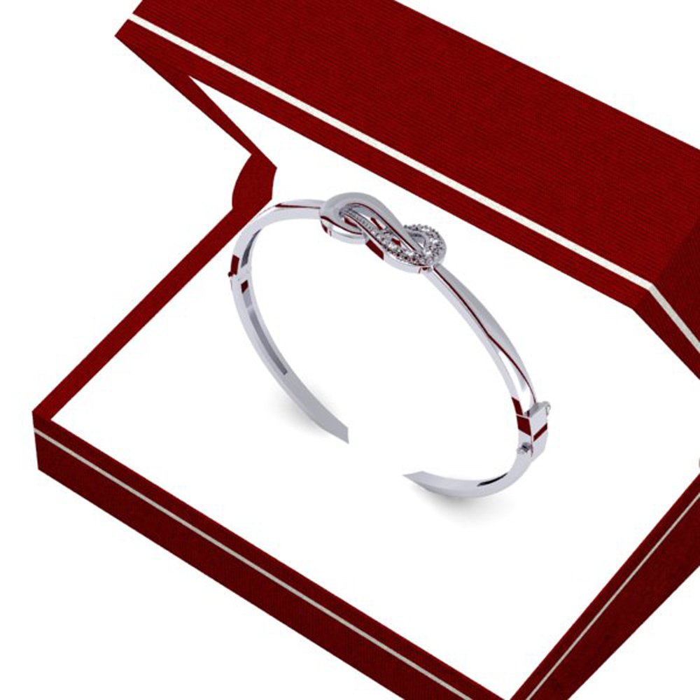 Dazzlingrock Collection 0.06 Carat (ctw) Round Cut White Diamond Ladies Infinity Loop Bangle Bracelet, Sterling Silver