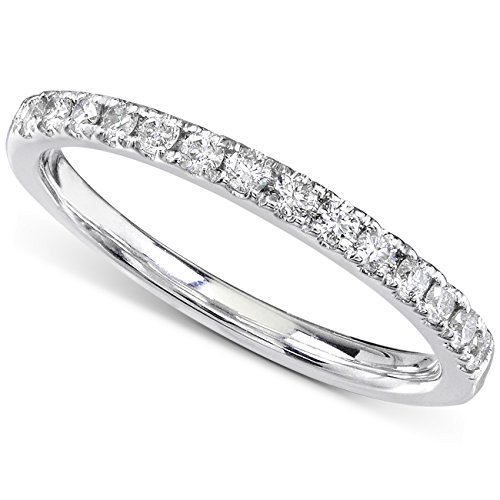 Kobelli Round Diamond Wedding Band 1/3 carat (ctw) in 14K White Gold, Size 6.5, White Gold