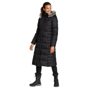 eddie bauer women's lodge down duffle coat, black, small