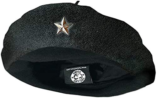 Che Guevara Store Beret Black Original Beret, Silver Star Large Size 7.5-8.25