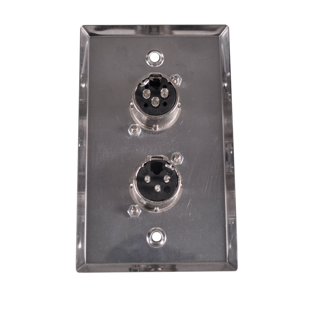 Seismic Audio Speakers Dual XLR Male and Female Connectors, Stainless Steel Wall Plate