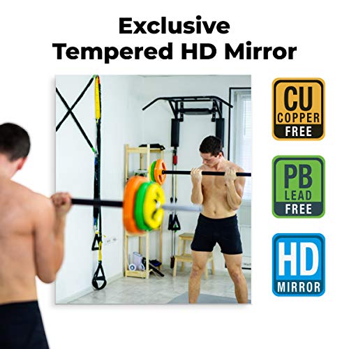 Fab Glass and Mirror GM48x60 HD Tempered Glass Wall Mount Mirror for Gym & Dance Studio, 48" x 60", Clear