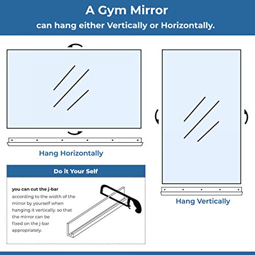 Fab Glass and Mirror GM48x60 HD Tempered Glass Wall Mount Mirror for Gym & Dance Studio, 48" x 60", Clear