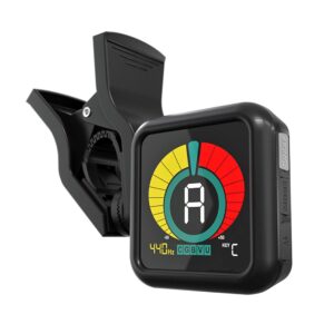 kliq ubertuner - professional clip-on tuner for all instruments (multi-key modes) - with guitar, ukulele, violin, bass & chromatic tuning modes (also for mandolin and banjo)