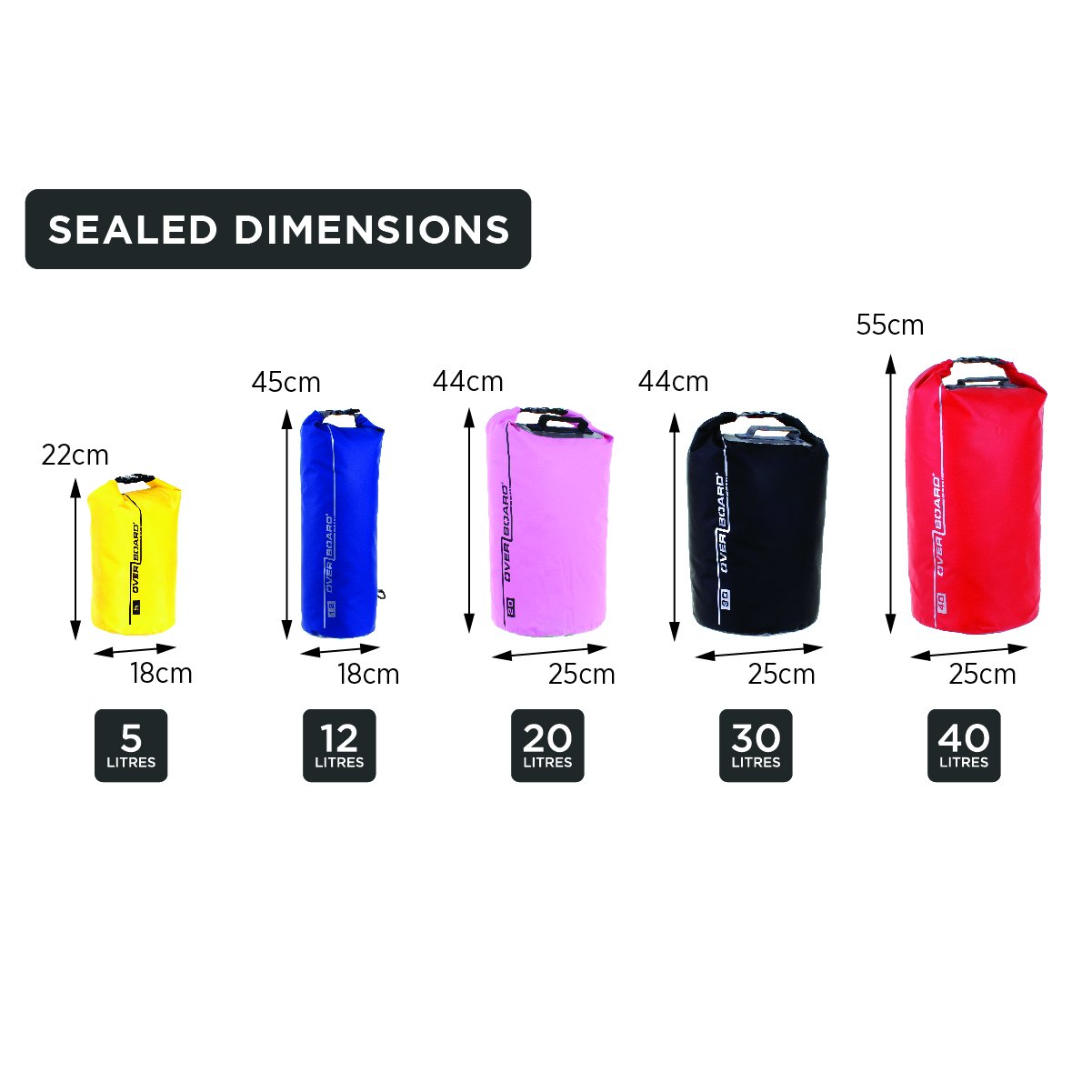 OverBoard Waterproof Dry Tube Bag, Red, 5-Liter