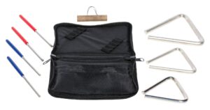 treeworks chimes tre57bp made in usa set of three triangles and beaters with carrying case for storage and travel