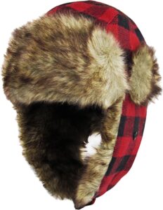 kbw-604 red-blk lumberjack plaid aviator trapper hat trooper ear flaps ushanka eskimo russian cold (one size, red black)…