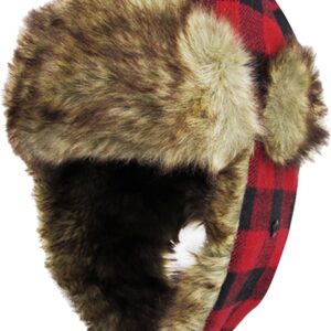 KBW-604 RED-BLK Lumberjack Plaid Aviator Trapper Hat Trooper Ear Flaps Ushanka Eskimo Russian Cold (One Size, Red Black)…