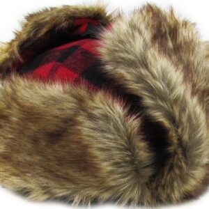 KBW-604 RED-BLK Lumberjack Plaid Aviator Trapper Hat Trooper Ear Flaps Ushanka Eskimo Russian Cold (One Size, Red Black)…