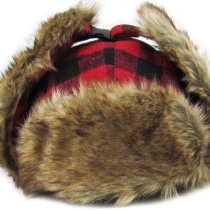 KBW-604 RED-BLK Lumberjack Plaid Aviator Trapper Hat Trooper Ear Flaps Ushanka Eskimo Russian Cold (One Size, Red Black)…