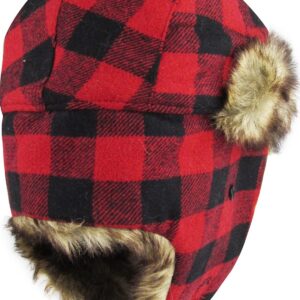 KBW-604 RED-BLK Lumberjack Plaid Aviator Trapper Hat Trooper Ear Flaps Ushanka Eskimo Russian Cold (One Size, Red Black)…