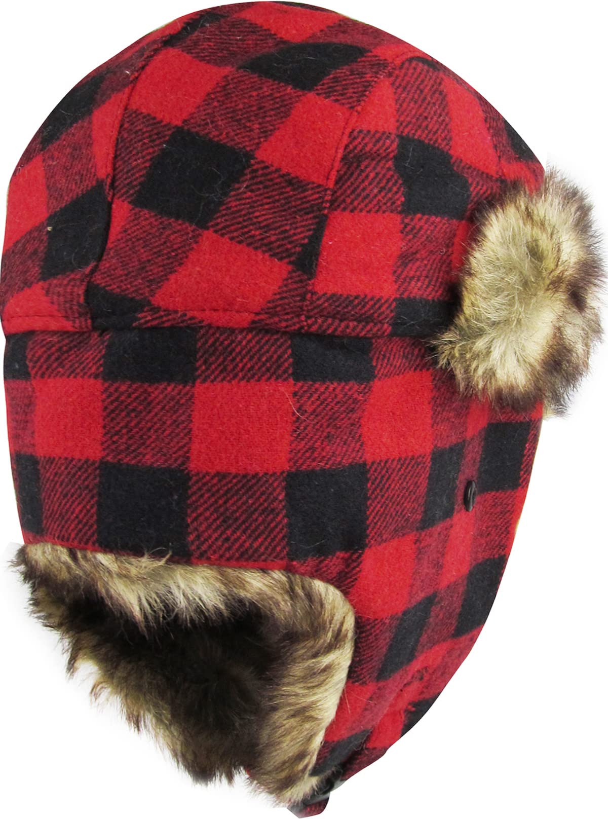 KBW-604 RED-BLK Lumberjack Plaid Aviator Trapper Hat Trooper Ear Flaps Ushanka Eskimo Russian Cold (One Size, Red Black)…