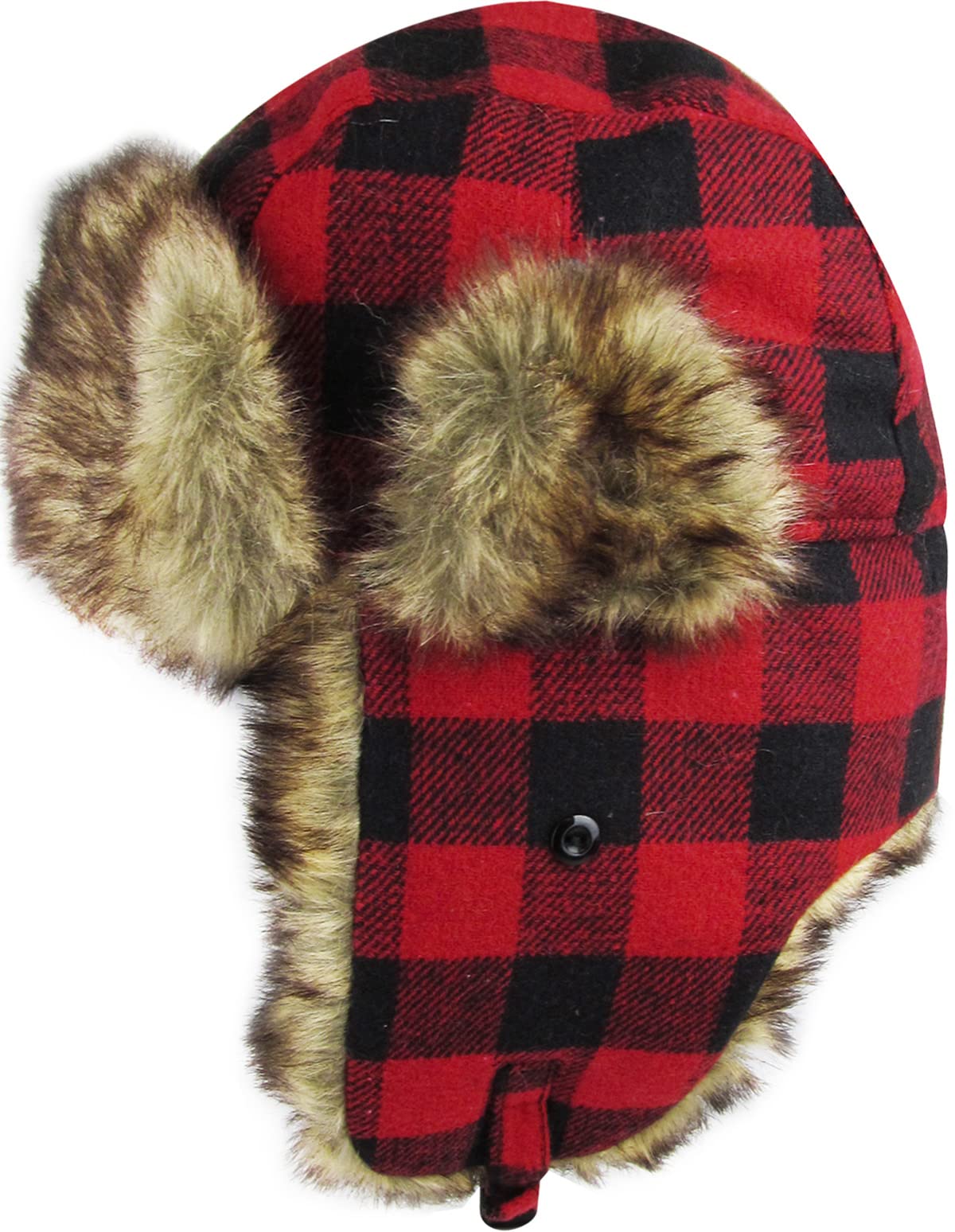 KBW-604 RED-BLK Lumberjack Plaid Aviator Trapper Hat Trooper Ear Flaps Ushanka Eskimo Russian Cold (One Size, Red Black)…