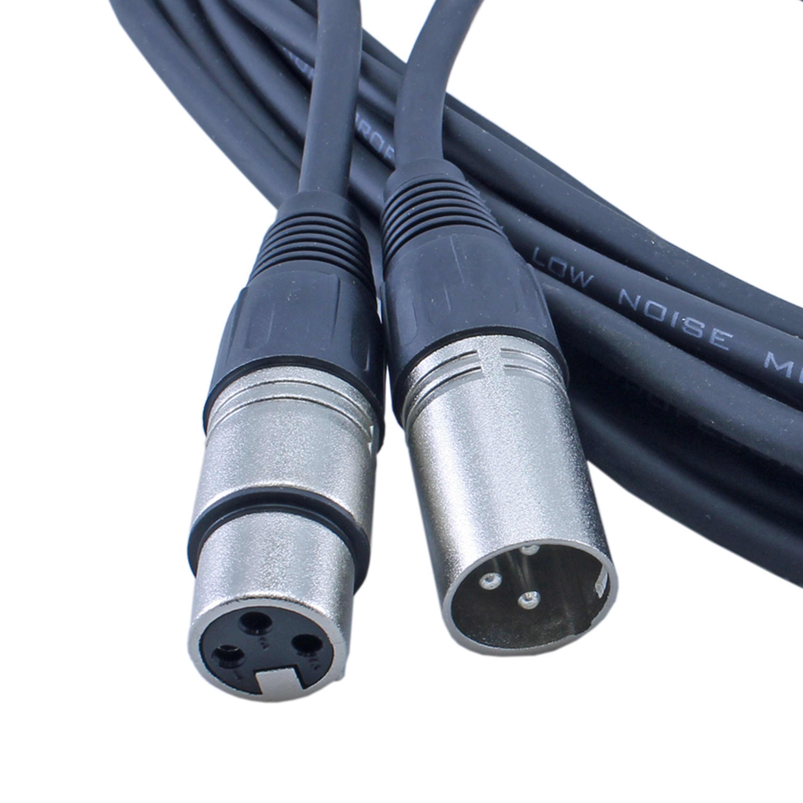 MCSPROAUDIO 2 pack 50 foot FT 3 Pin XLR Mic Microphone Cable Male to Female balanced & shielded cables