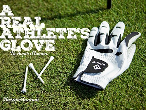 Bionic Gloves –Men’s StableGrip Golf Glove W/Patented Natural Fit Technology Made from Long Lasting, Durable Genuine Cabretta Leather, White, Large