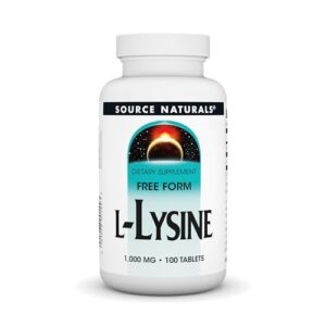 source naturals l-lysine free form -amino acid supplement supports energy formation & collagen* - 100 tablets