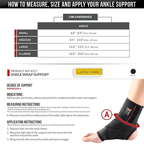 CSX Ankle Wrap, Adjustable Compression Support Strap, Sport Performance, Medium