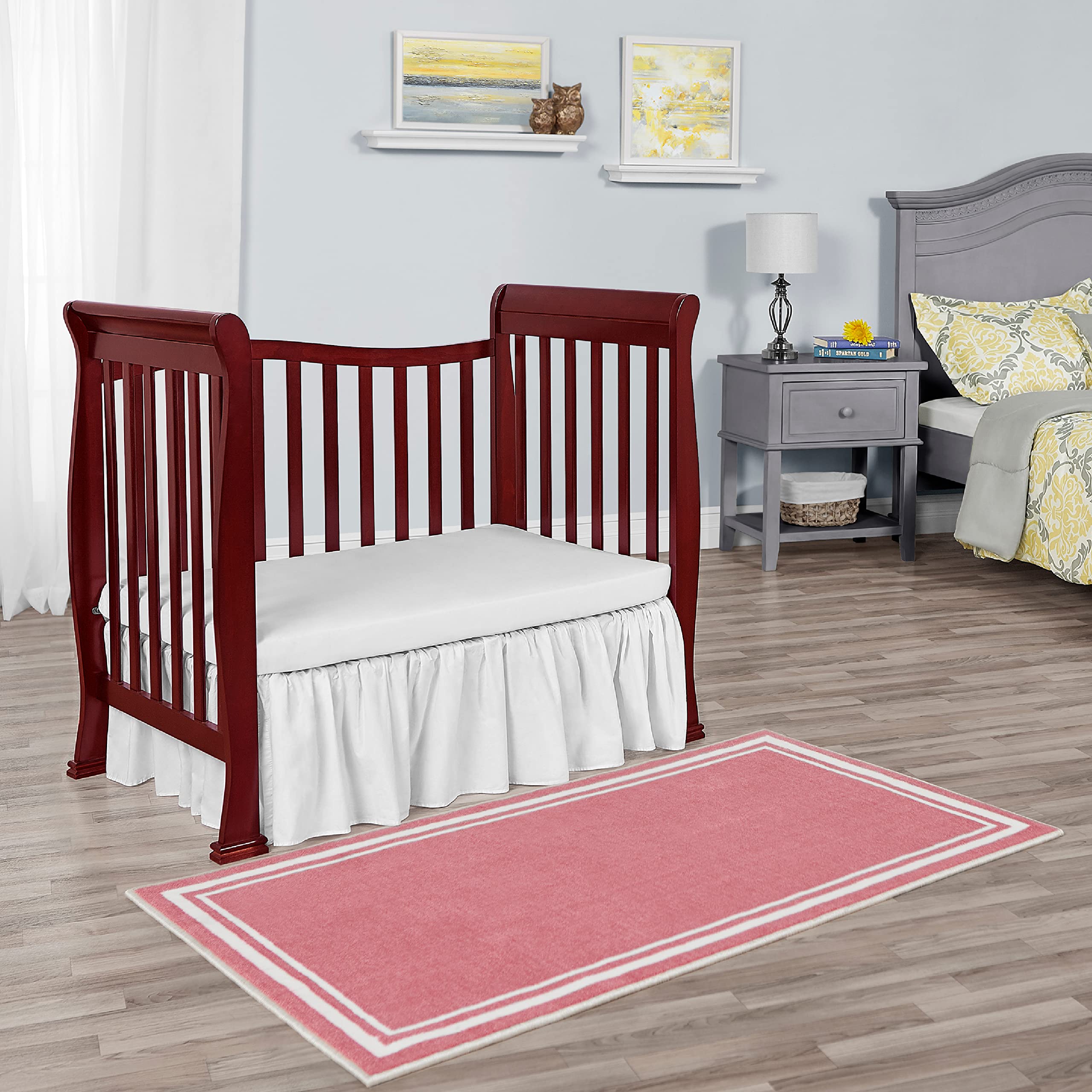 Dream On Me Violet 4-In-1 Convertible Mini Crib In Cherry, Greenguard Gold Certified, JPMA Certified, 3 Position Mattress Height Settings, Non-Toxic Finish