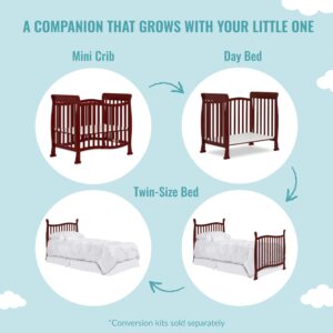 Dream On Me Violet 4-In-1 Convertible Mini Crib In Cherry, Greenguard Gold Certified, JPMA Certified, 3 Position Mattress Height Settings, Non-Toxic Finish