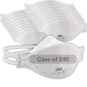 3m aura particulate respirator 9210+, n95, pack of 240 disposable respirators, convenient individually wrapped, stapled flat fold design, low profile design reduces eyewear fogging, pack of 12