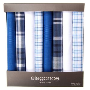 Retreez 8 Piece Pure Cotton Assorted Men's Handkerchiefs Hanky Gift Box Set - Assorted Set 001