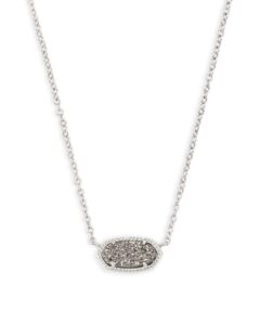 kendra scott elisa pendant necklace for women, fashion jewelry, rhodium-plated, platinum drusy