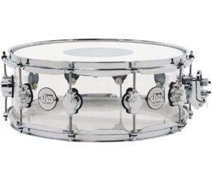 dw snare drum, clear (ddac5514sscl)