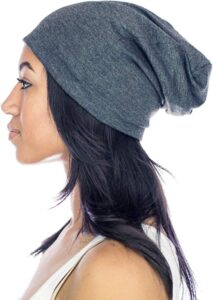 grace eleyae ge women's satin lined sleep cap slap silky beanie soft smooth & stylish hair care hat, gray