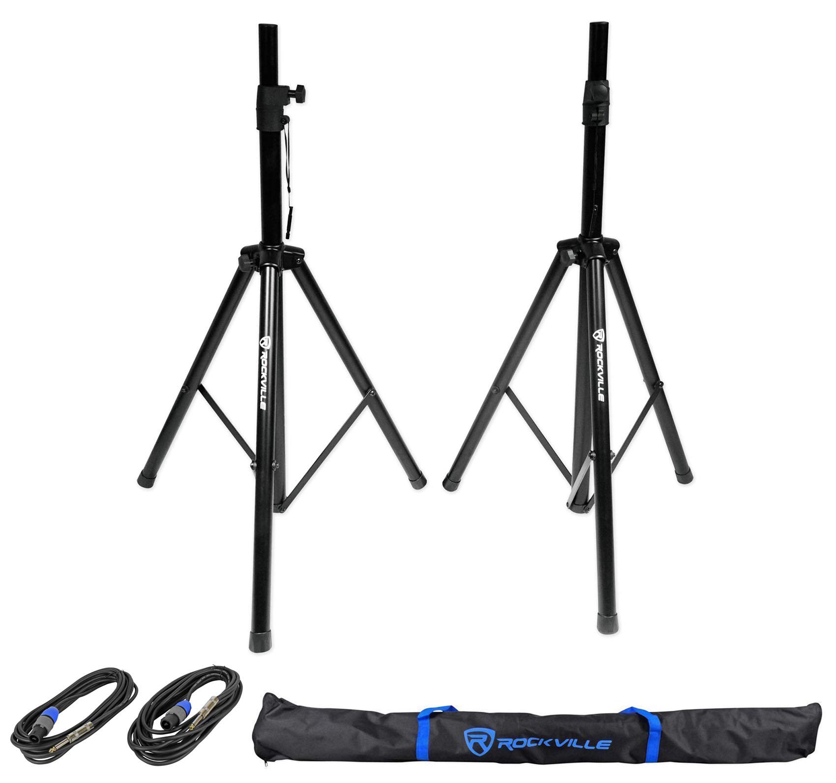 Rockville 2 RSG12.4 12 3-Way 1000w 4-Ohm Passive DJ Speakers+Stands+Cables+Bag