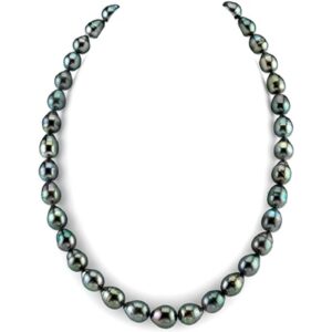 the pearl source 9.0-11.0mm tahitian pearl baroque necklace for women - 14k gold pearl strand necklace | 18in length pearl necklace with genuine cultured pearls