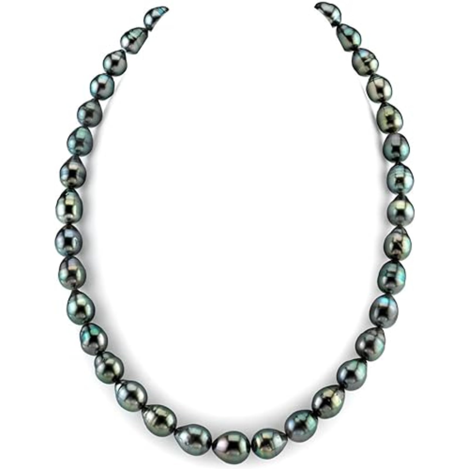 The Pearl Source 9.0-11.0mm Tahitian Pearl Baroque Necklace for Women - 14k Gold Pearl Strand Necklace | 18in Length Pearl Necklace with Genuine Cultured Pearls