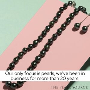 The Pearl Source 9.0-11.0mm Tahitian Pearl Baroque Necklace for Women - 14k Gold Pearl Strand Necklace | 18in Length Pearl Necklace with Genuine Cultured Pearls