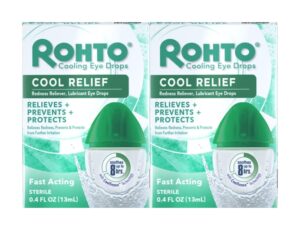 rohto fast acting redness reliever cooling eye drops, 0.4 oz (2 pack)