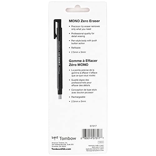 Tombow 57317 MONO Zero Eraser Value Pack, Rectangle 2.5mm. Precision Tip Pen-Style Eraser with Refill