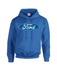 ford oval hooded sweatshirt ford logo design hoodie motor company car enthusiast pullover hood classic retro-royal-medium