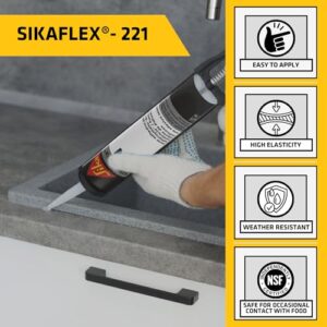 Sika Sikaflex-221, White, multi-purpose sealant/adhesive, polyurethane fast curing sealant, 10.1 fl. oz Cartridge