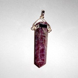 Sublime Gifts Premium Lepidolite Crystal Healing Cut Gemstone Point Pendant with Decorative Swinging Silver Metal Bail