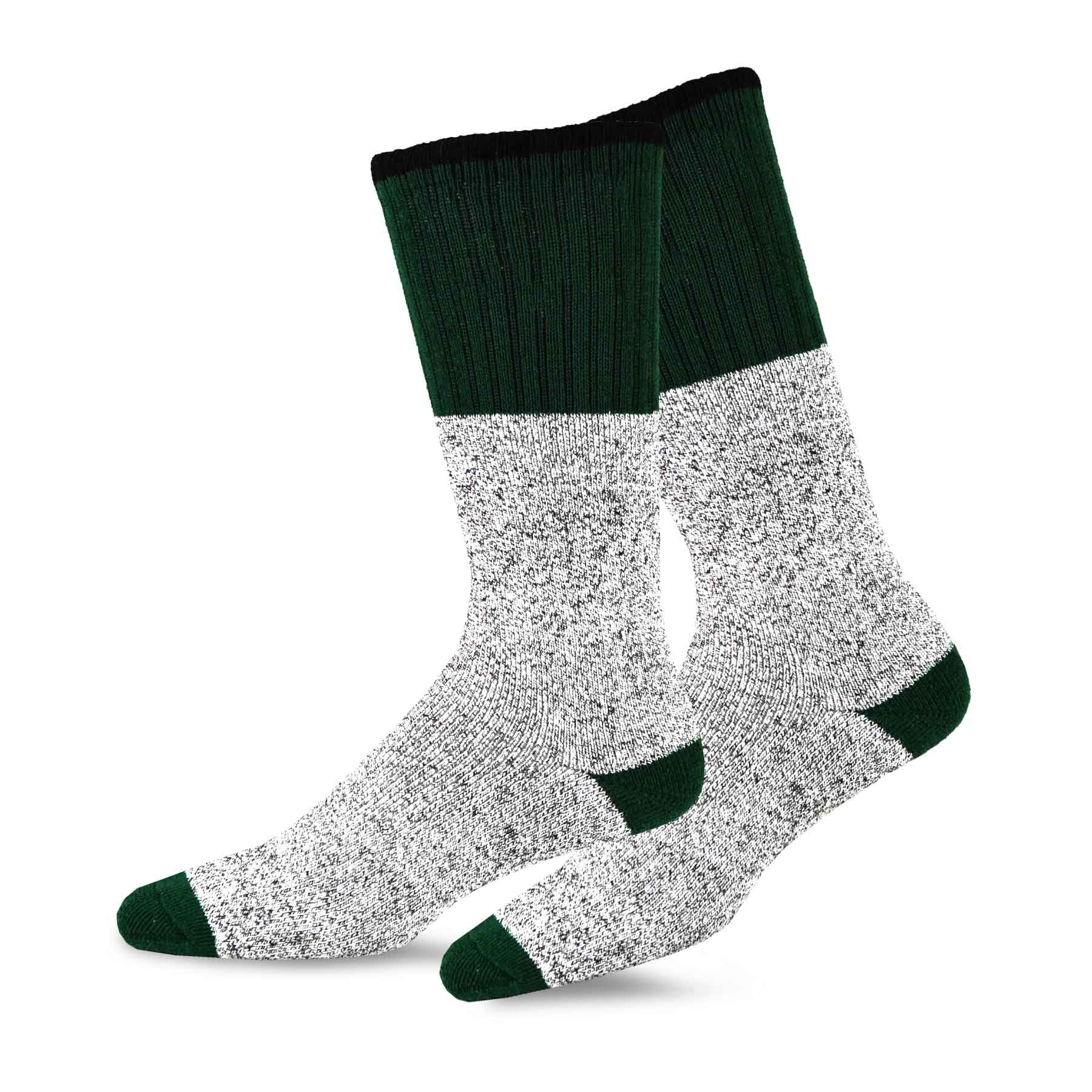 Eco Friendly Heavy Weight Recyled Cotton Winter Thermal Boot Socks 4 Pair (9-11, Color Heel Top)